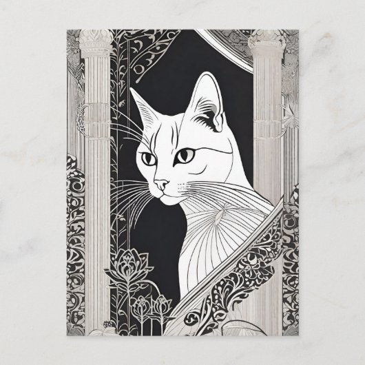 Carte postale Beardsley Style Chat (Devant)