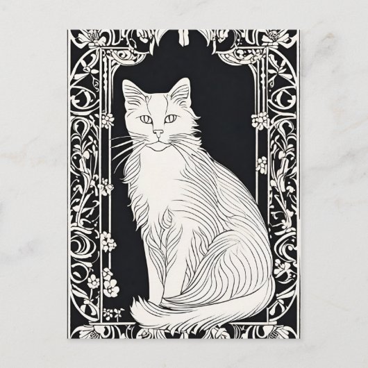 Carte postale Beardsley Style Chat (Devant)