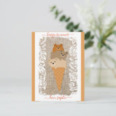 Carte Postale Bears mignonne Ice Cream Cone Happy été (Debout devant)