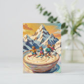 Carte Postale bears ski to a bowl of porridge (Debout devant)