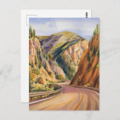 Carte Postale Beartooth Highway Montana Watercolor Peinture (Devant / Derrière)