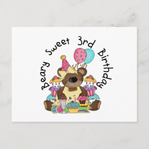 Carte Postale Beary Sweet 3e Anniversaire Tshirts et cadeaux