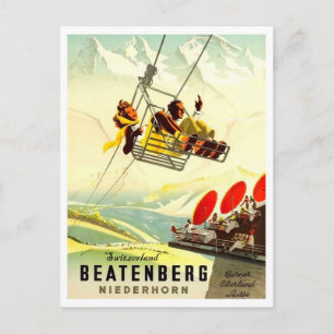 Carte Postale Beatenberg, Basse-Corne, couple on ski ropeway
