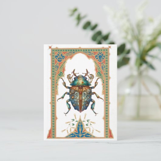 Carte Postale Beatle bleu steampunk orange (Debout devant)