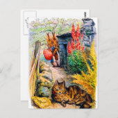 Carte Postale Beatrix Potter - Des lapins regardent le chat (Devant / Derrière)