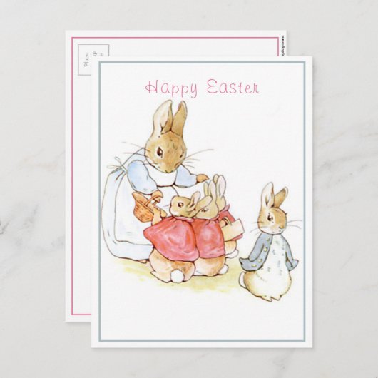 Carte Postale Beatrix Potter Joyeuses Pâques (Devant / Derrière)