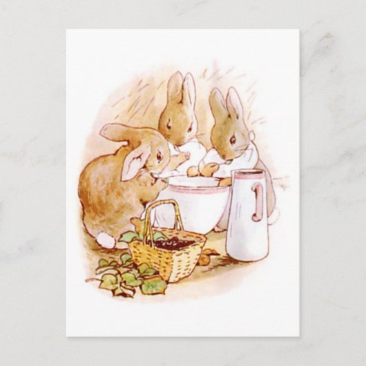 Carte Postale Beatrix Potter, Lapins, Bol et pichet de lait (Devant)