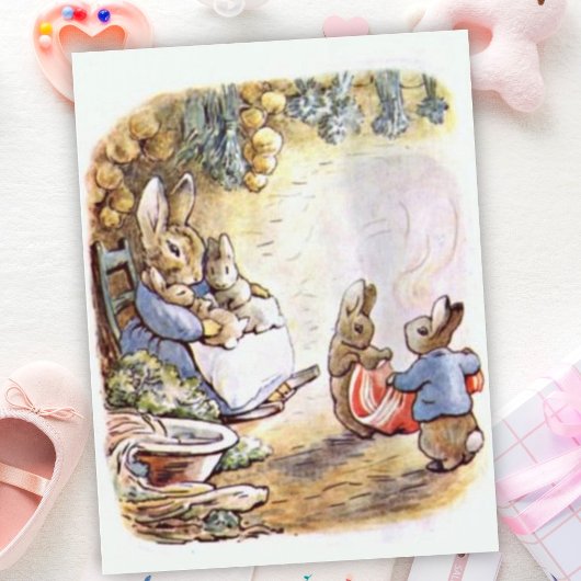 Carte Postale Beatrix Potter Mommy et jumeaux de Benjamin Bunny