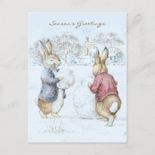 Carte Postale Beatrix Potter Snowman et Bunnies Holiday