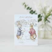 Carte Postale Beatrix Potter Snowman et Bunnies Holiday (Debout devant)