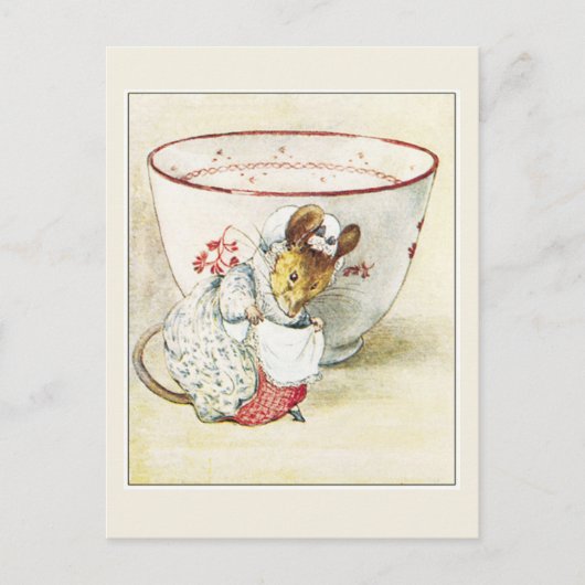 Carte Postale Beatrix Potter, Souris Dame, Tasse à thé (Devant)
