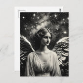 Carte Postale Beau Ange noir et blanc (Devant / Derrière)