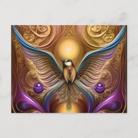 Carte Postale Beau Art Whimsical Steampunk Oiseaux (Devant)