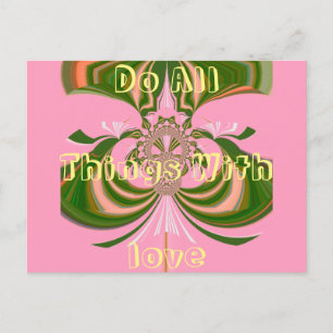 Carte Postale Beau bébé rose vert et blanc Kaleidoscope