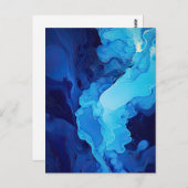 Carte Postale Beau Bleu Abstrait Moderne Art Fluide Artistique (Devant / Derrière)