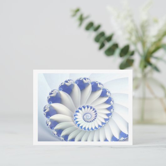 Carte Postale Beau Bleu & Blanc Mer Shell Art Fractal fin (Debout devant)
