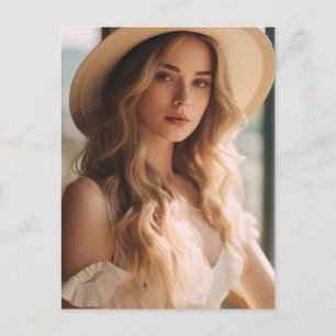 Carte Postale Beau blond en rose