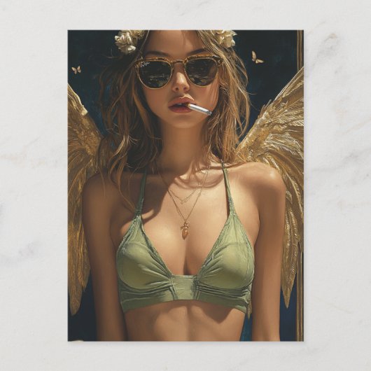 Carte Postale Beau Blond Fumer Angel (Devant)