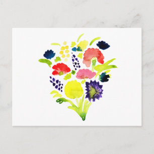 Carte Postale Beau bouquet de fleurs à l'aquarelle