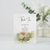 Carte Postale Beau bouquet de fleurs Art aquarelle Merci (Debout devant)