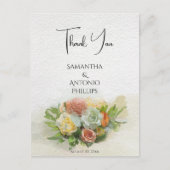 Carte Postale Beau bouquet de fleurs Art aquarelle Merci (Devant)