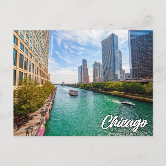 Carte Postale Beau centre-ville Chicago, Illinois, États-Unis (Devant)