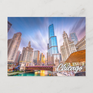 Carte Postale Beau centre-ville Chicago, Illinois, États-Unis
