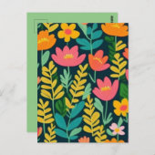 Carte Postale Beau champ fleuri coloré (Devant / Derrière)