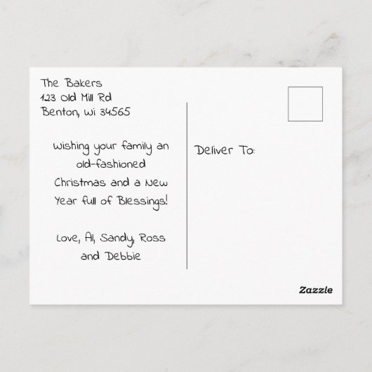 Carte Postale Beau Cheval Brown à un Noël Festive Grange (Dos)