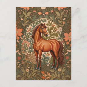 Carte Postale Beau Cheval Brun Inspiré de William Morris