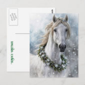 Carte Postale Beau cheval Joyeux Noël Saison (Devant / Derrière)