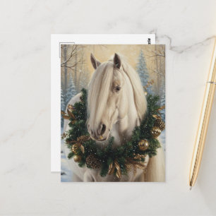 Carte Postale Beau cheval Palomino de Noël