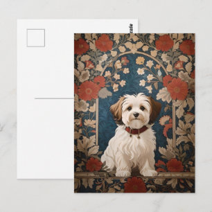 Carte Postale Beau Chien Havanais William Morris Floral