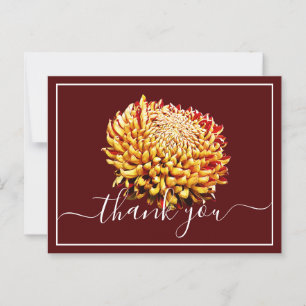 Carte Postale Beau Chrysanthème Jaune Et Rouge Merci