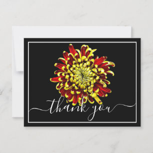 Carte Postale Beau Chrysanthème Rouge Et Jaune Merci