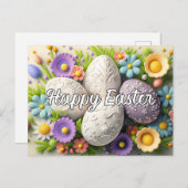 Carte Postale Beau Collage de Pâques Festif Coloré (Devant / Derrière)
