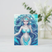 Carte Postale Beau Coquillage bleu Mermaid Graphique (Debout devant)