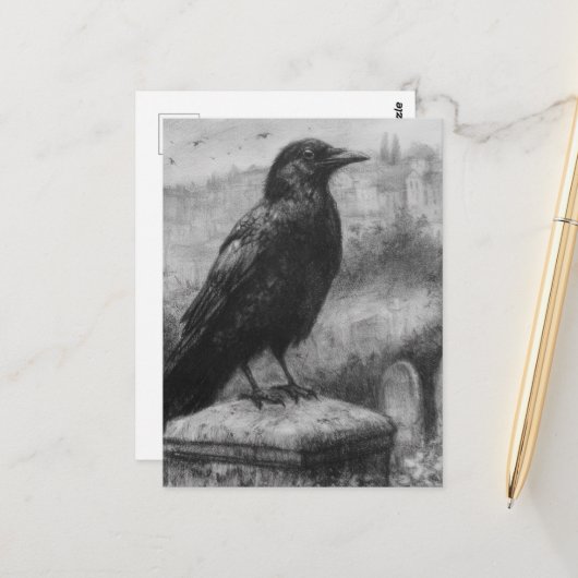 Carte Postale Beau Corbeau (Devant/Arrière en situation)