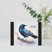 Carte Postale Beau Corbeau sur une branche d'arbre (Debout devant)