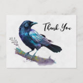 Carte Postale Beau Corbeau sur une Branche d'Arbre Merci (Devant)