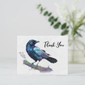 Carte Postale Beau Corbeau sur une Branche d'Arbre Merci (Debout devant)