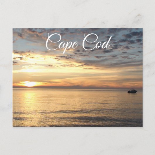 Carte Postale Beau coucher de soleil de Cape Cod sur la baie de  (Devant)