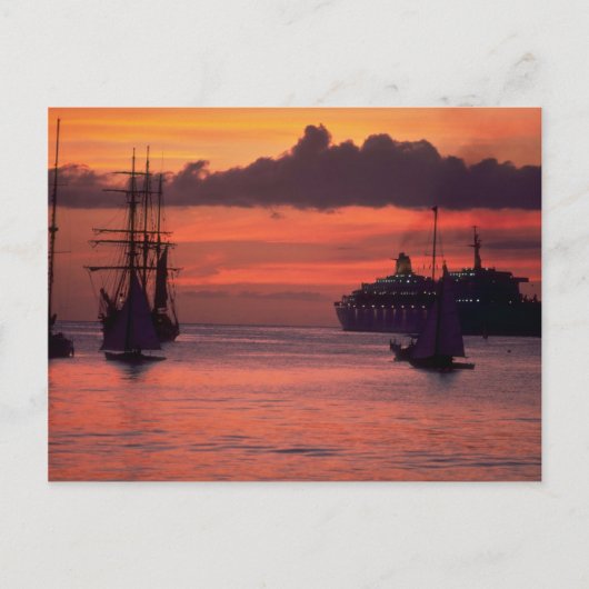 Carte Postale Beau coucher de soleil : Port de Bridgetown, Barba (Devant)
