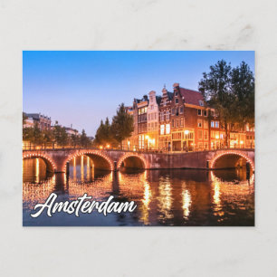 Carte Postale Beau coucher de soleil sur Amsterdam, Pays-Bas