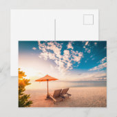 Carte Postale Beau coucher de soleil sur la plage des Maldives (Devant / Derrière)