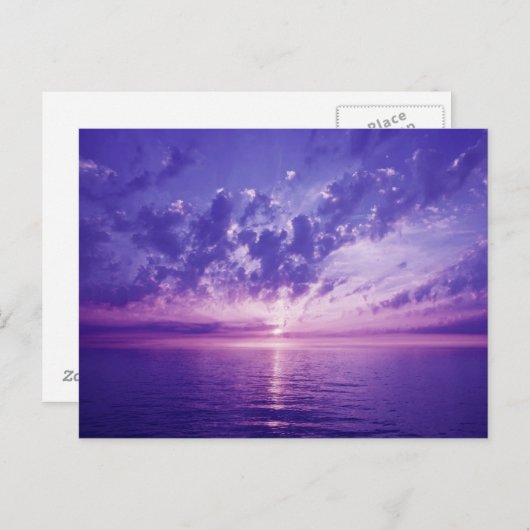 Carte Postale Beau coucher de soleil violet (Devant / Derrière)