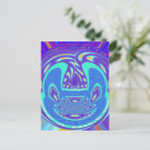 Carte Postale Beau cyan bleu kaléidoscope vectoriel design (Debout devant)