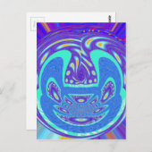 Carte Postale Beau cyan bleu kaléidoscope vectoriel design (Devant / Derrière)