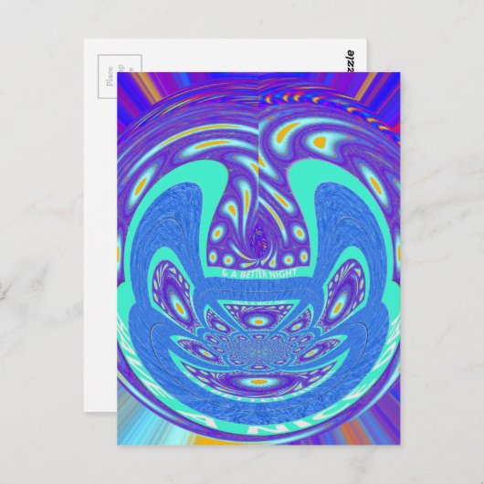 Carte Postale Beau cyan bleu kaléidoscope vectoriel design (Devant / Derrière)