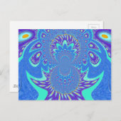 Carte Postale Beau cyan bleu kaléidoscope vectoriel design (Devant / Derrière)